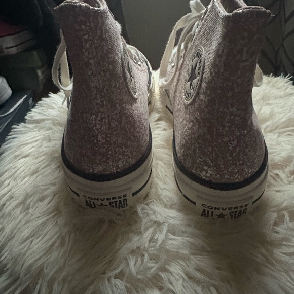 Converse Pink Glitter High-Top Platform Sneakers - Picture 4 of 8